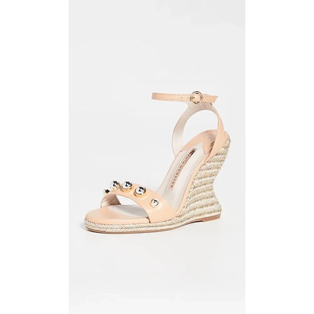 Sophia Webster Womens Dina Stud Mid Espadrilles - Praline/Silver Size 41